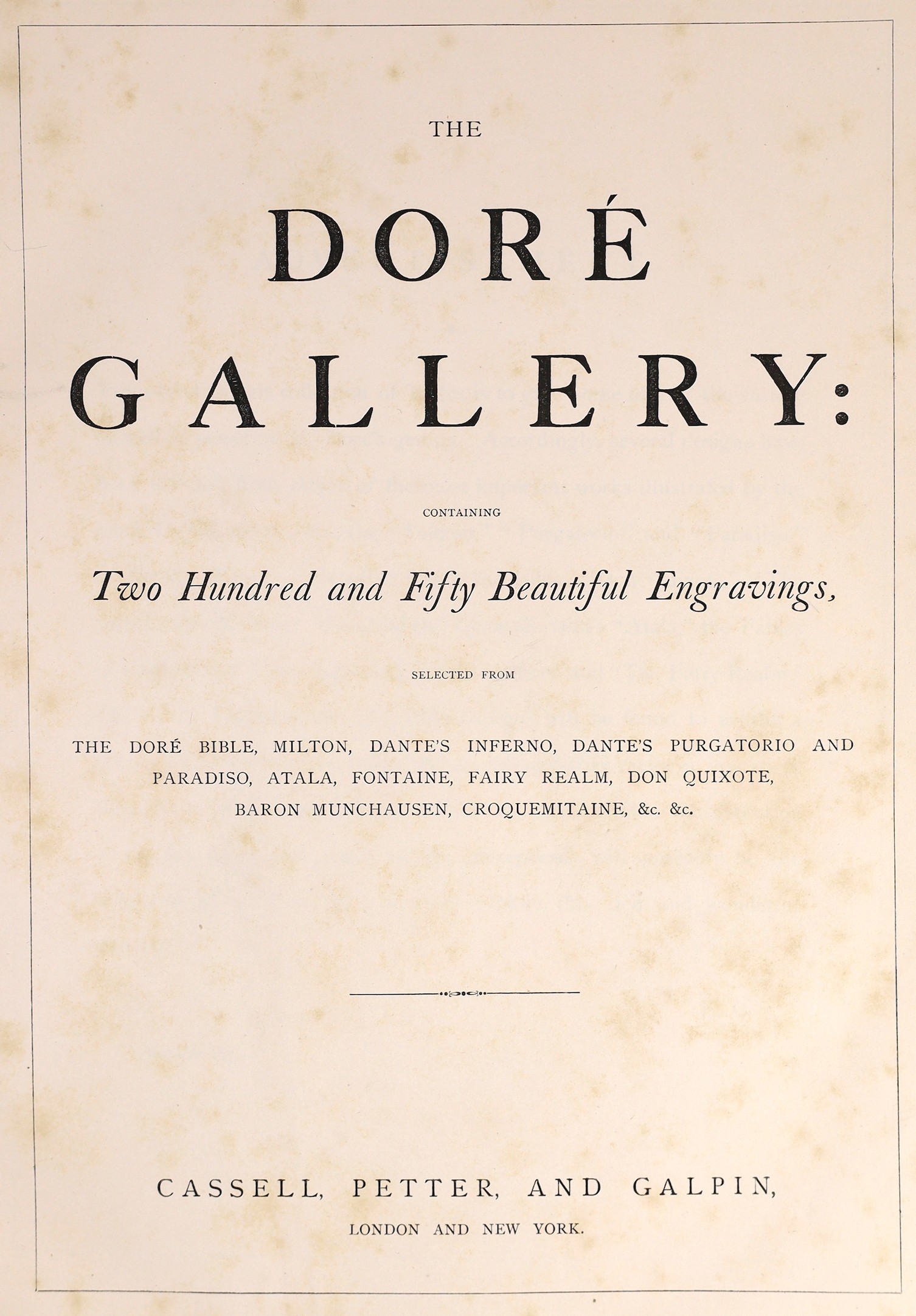 Dore, Gustave - The Dore Gallery, 2 vols, folio, black leather gilt, Cassell, Petter, and Galpin, London and New York, c. 1890